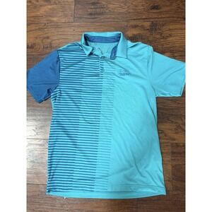 Under Armour Playoff Polo Shirt Mens Large Blue Teal Geometric Country Club Logo